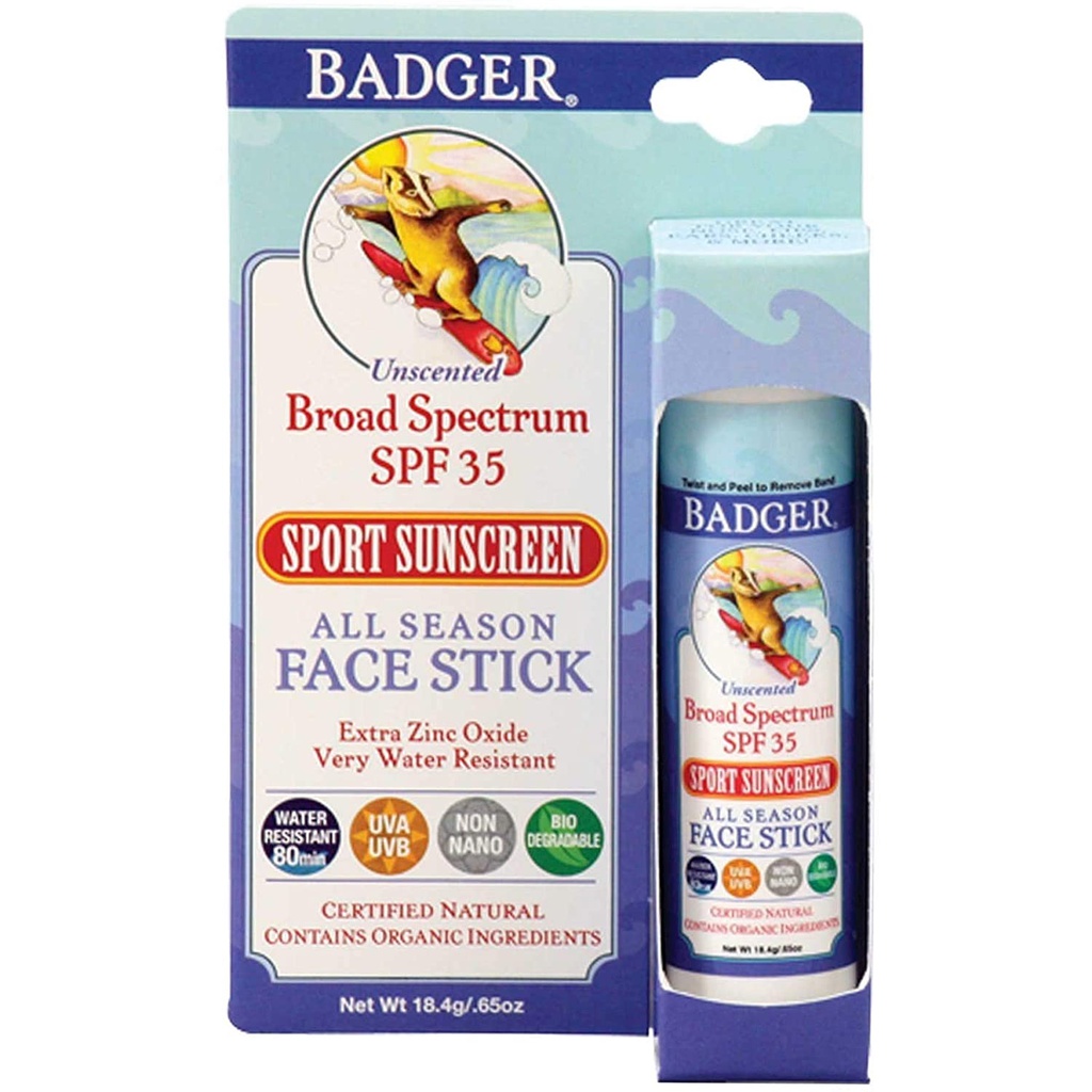 Badger Sunscreen Sport Face Stick SPF 35 18.4 gr