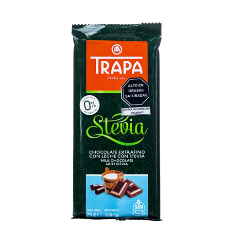 Trapa Chocolate Leche con Stevia 75 gr