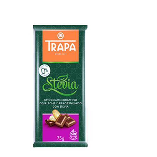 Trapa Chocolate Leche y Arroz con Stevia 75 gr