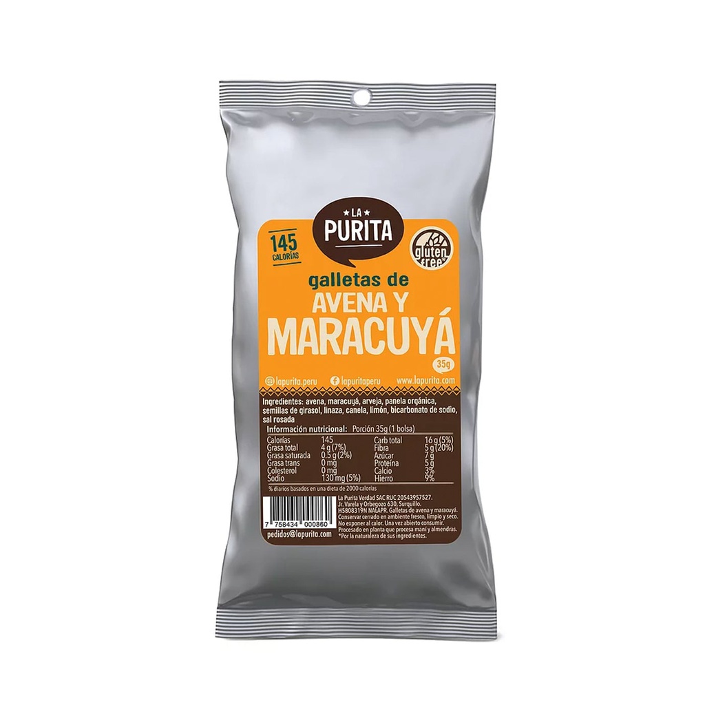 La Purita Galletas Maracuya Bolsa 35 gr