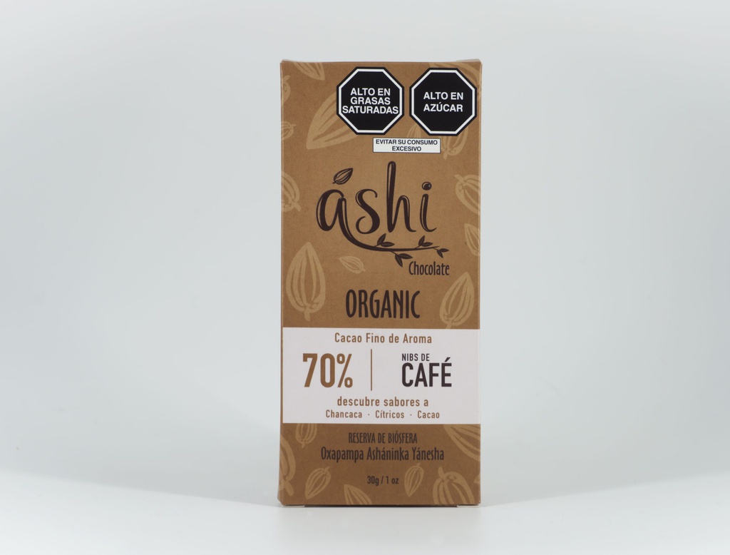 Ashi Chocolate 70% Café 30 gr