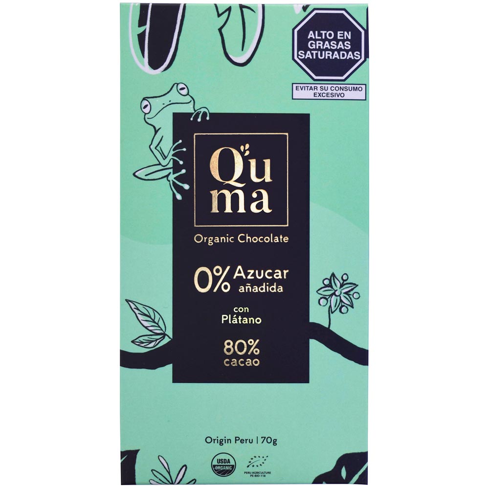Quma Chocolate 80% Banana Sin Azucar 70 gr