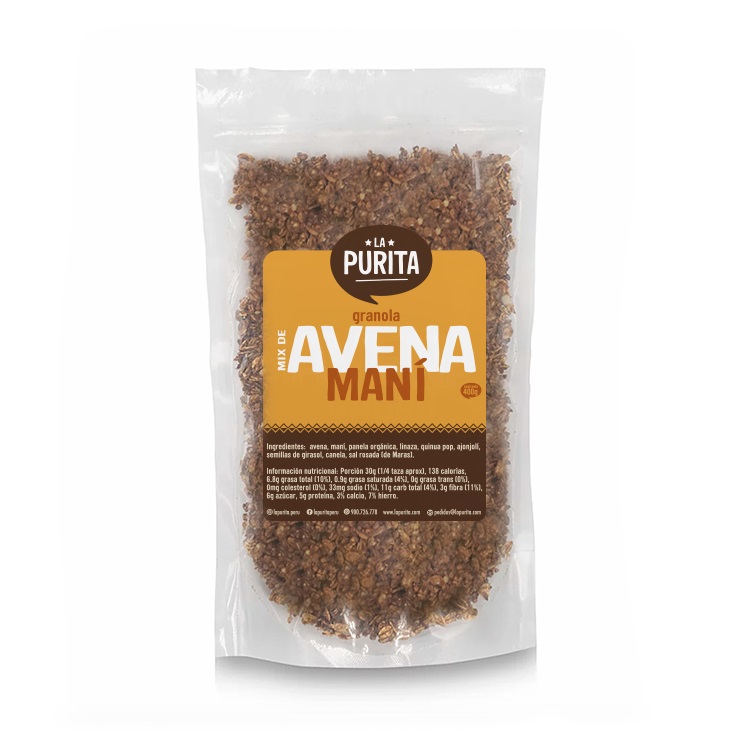 La Purita Granola Avena Mantequilla de Mani 400 gr