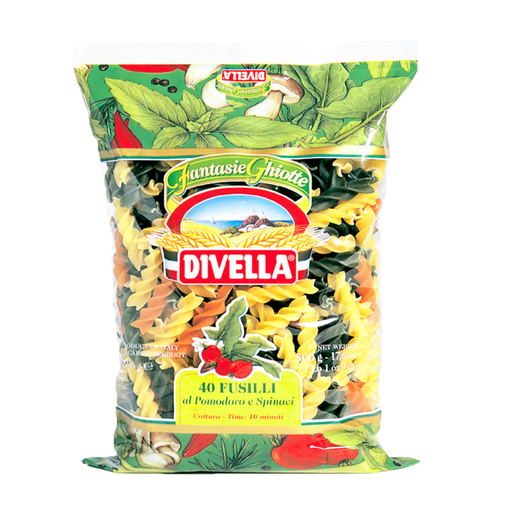 Divella Fusilli Tricolor al Tomate y Espinaca 500 gr