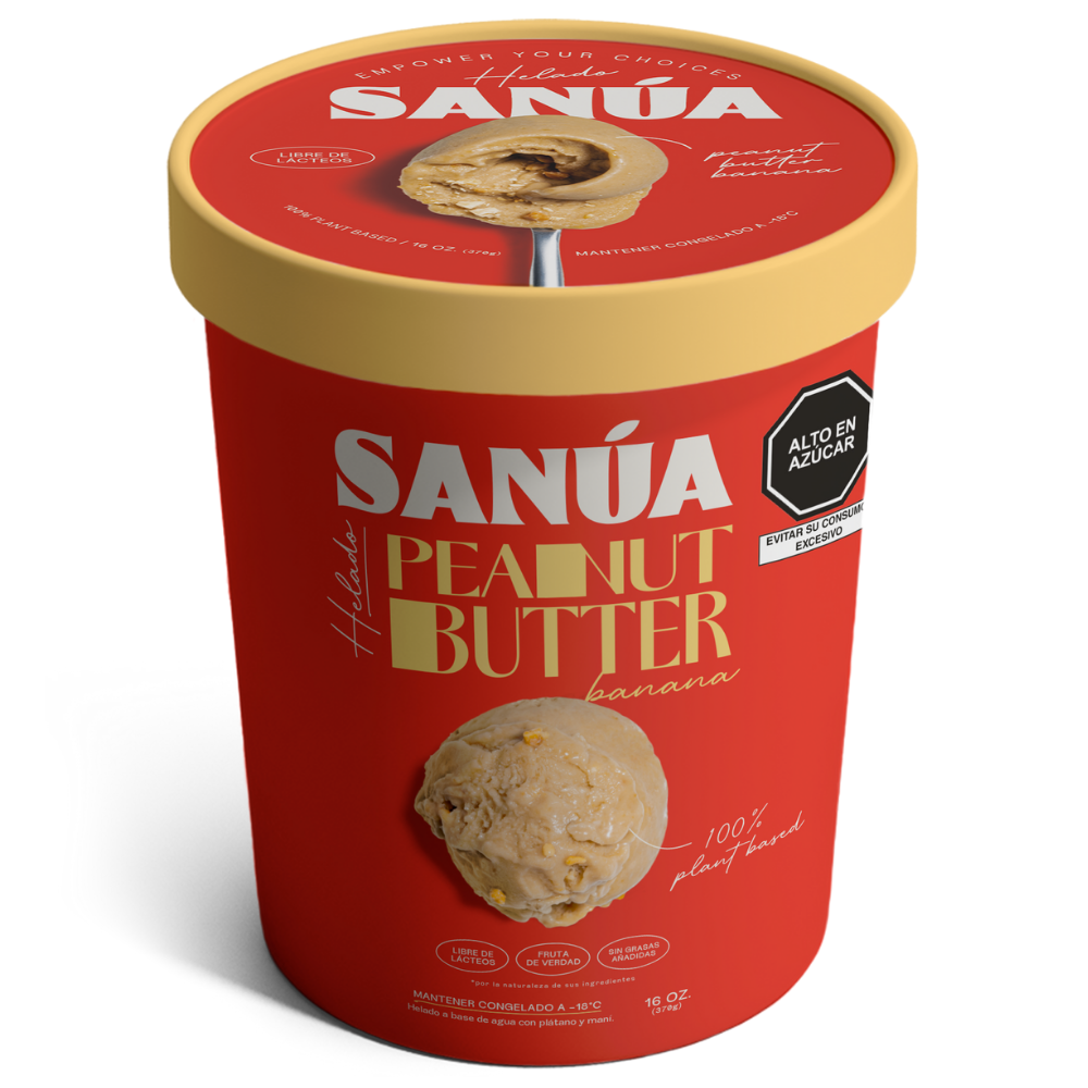 Sanua Helado Vegano Platano y Mantequilla de Mani 16 oz
