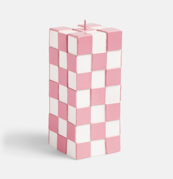&Klevering Candle Check Pink Large