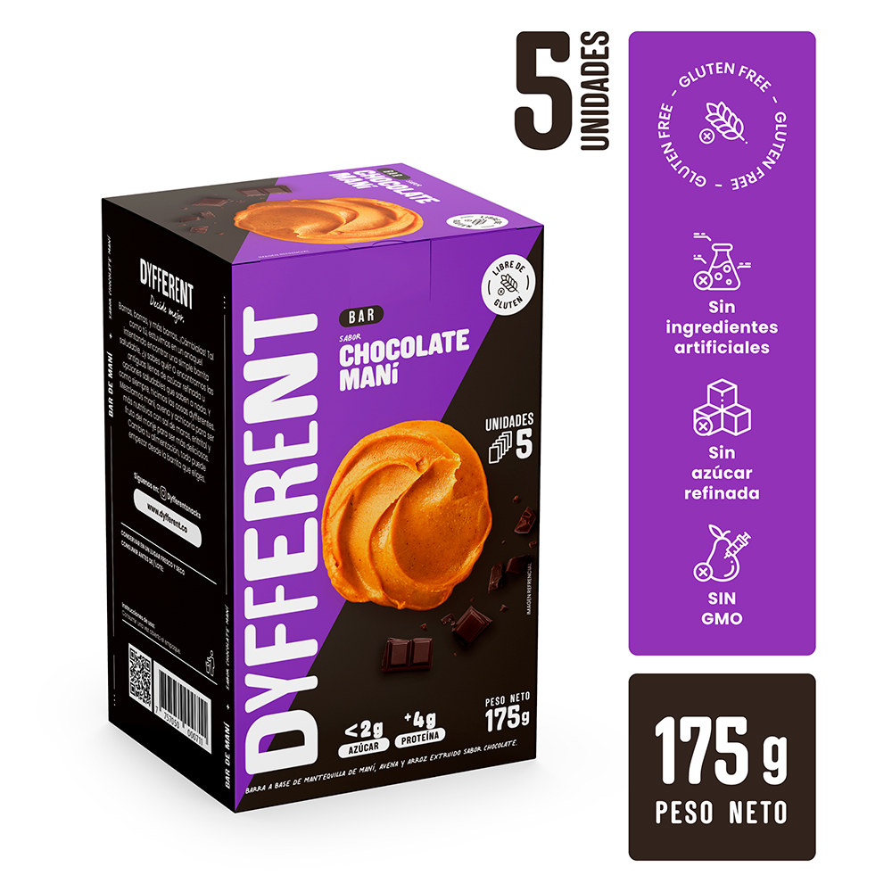 Dyfferent Barra Sabor Chocolate Maní 5und