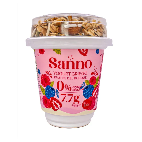 Sanno Yogurt Griego Frutos del Bosque + Granola 100 gr