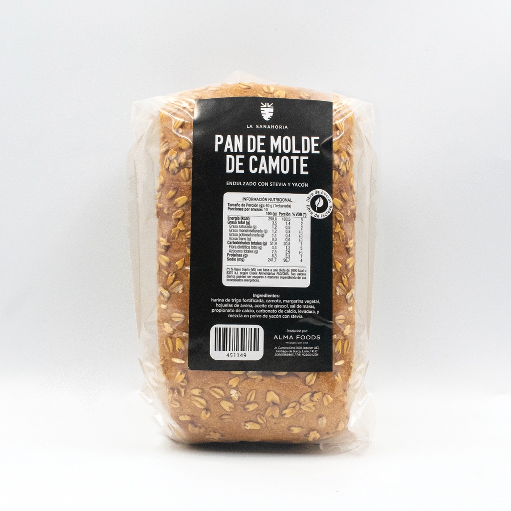 La Sanahoria Pan Molde de Camote 400gr