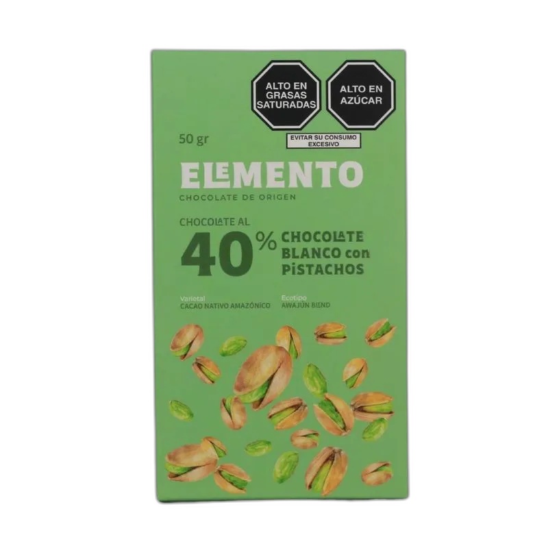 Elemento Chocolate Blanco Pistachos 50 gr