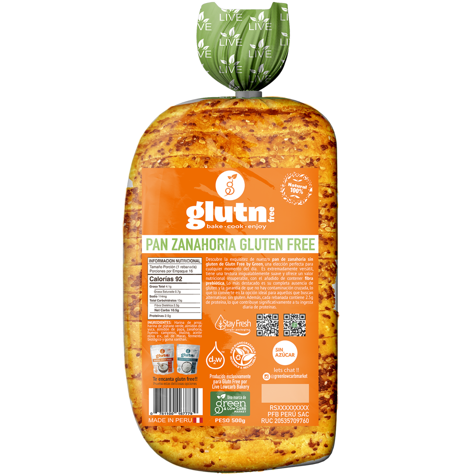 Kausana Pan Sin Gluten Zanahoria 500gr