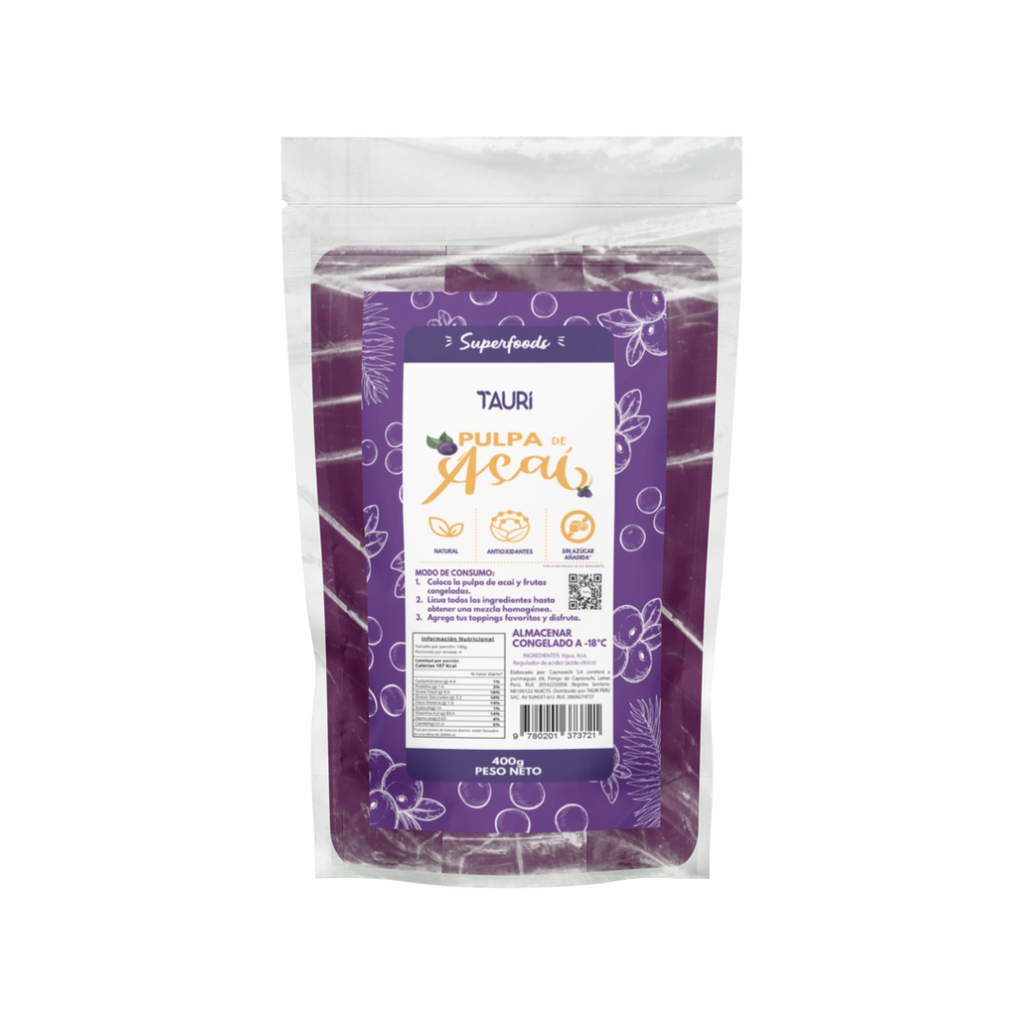 Tauri Superfoods Pulpa de Acai Congelada 400 gr