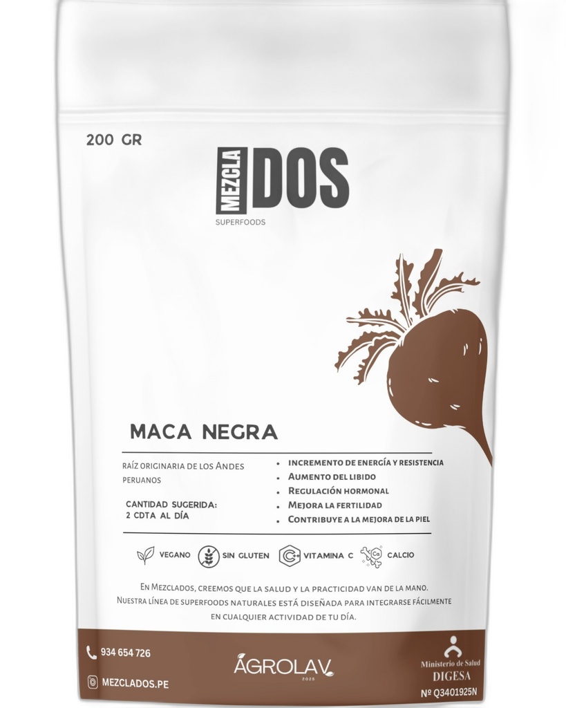 Mezcla Dos Superfood Maca Negra 200gr