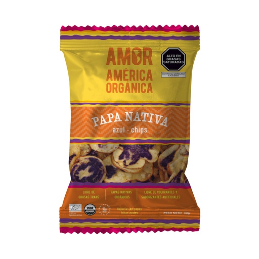 [7758079000645] America Organica Chips Papa Nativa Azul 30 gr