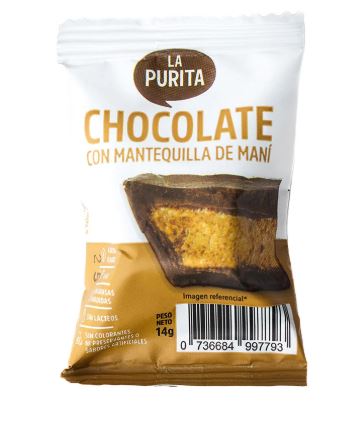 [736684997793] La Purita Chocolate Relleno de Mani 14 gr