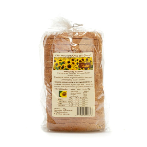 [7758575000026] Guido Pan Multigranos Girasol 670 gr