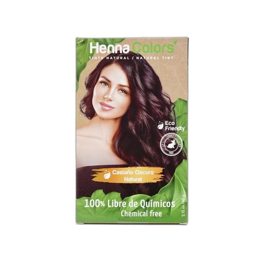 [7757535000014] Henna Colors Tinte Castaño Oscuro al 100% 60 gr