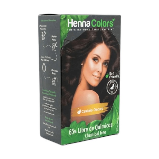 [7757535000069] Henna Colors Tinte Castaño Oscuro al 65% 60 gr