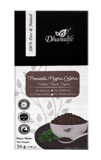 [614143441844] Dhanalife Pimienta Negra Entera 56 gr