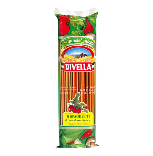 [8005121054088] Divella Spaghetti Tricolor Tomate y Espinacas 500 gr