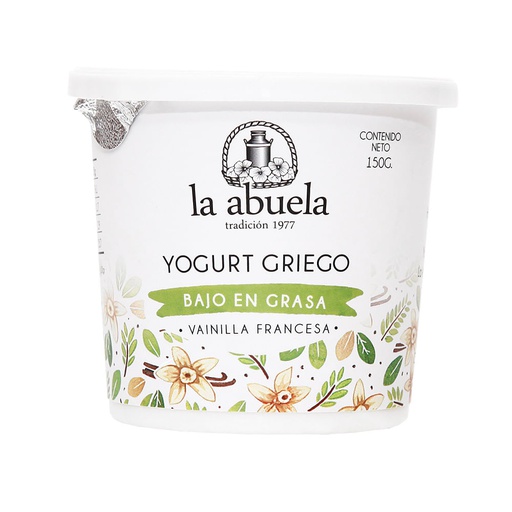 [7750458640114] La Abuela Yogurt Griego Bajo Grasa Vainilla Francesa 150 gr