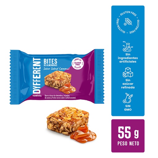 [7757050000308] Dyfferent Bites De Almendras Sabor Salted Caramel 55gr