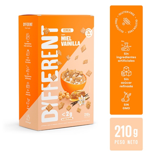 [7757050000742] Dyfferent Cereal Miel Vainilla 210 gr