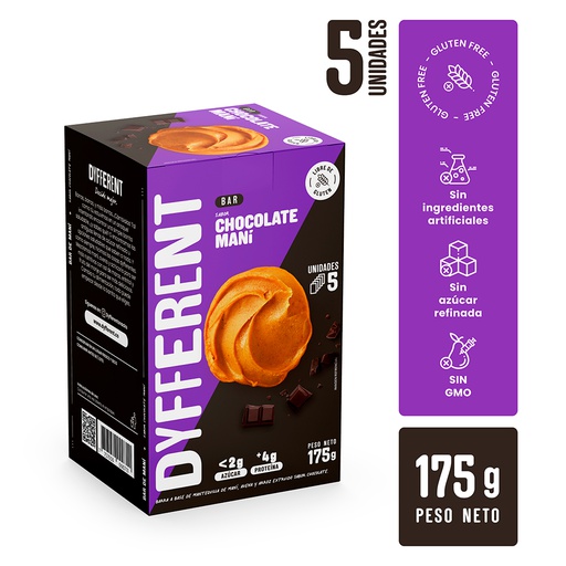 [7757050000711] Dyfferent Barra Sabor Chocolate Maní 5und