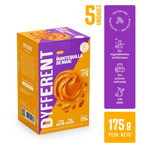 [7757050000728] Dyfferent Barra Mani Mantequilla de Mani Caja 5 Und