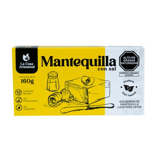 [7750478040802] La Casa Artesanal Mantequilla Con Sal 160 Gr