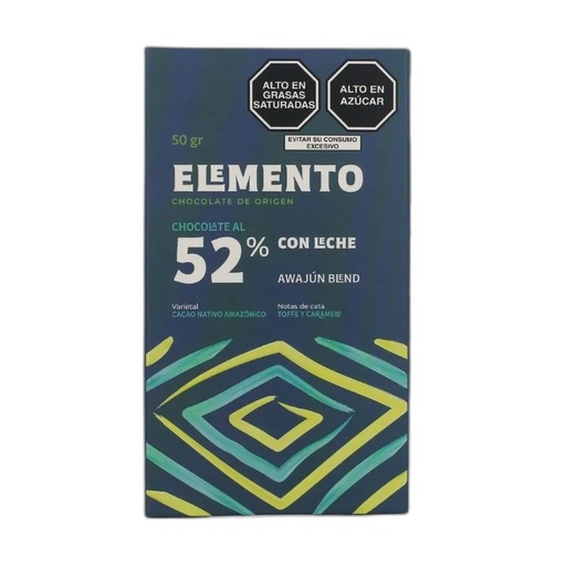 [7758958000162] Elemento Chocolate 52% Leche 50 gr