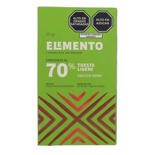 [7758958000001] Elemento Chocolate 70% Tueste Ligero 50 gr