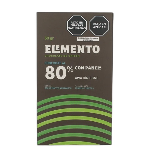 [7758958000179] Elemento Chocolate 80% Panela 50 gr