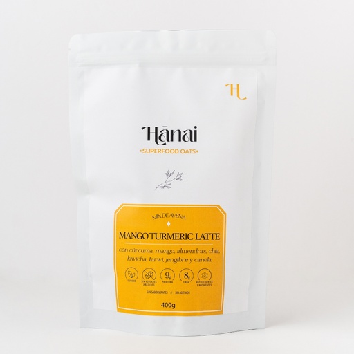 [7750502690027] Hanai Mix de Avena Mango Tumeric Latte 415gr