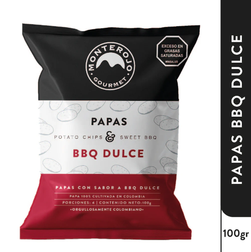 [7707699959659] Monterojo Foods Papas BBQ Dulce 100 gr