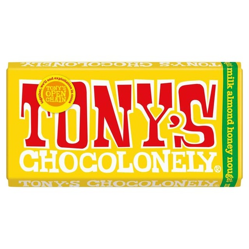 [8717677336630] Tony's Chocolonely Almond Honey Nougat 180gr