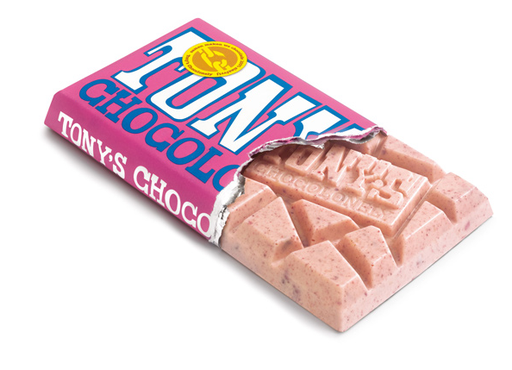 [8719956492709] Tony's Chocolonely Blanco y Caramelo Frambuesa 180 gr