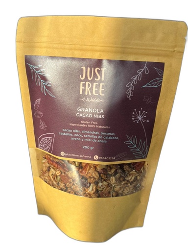 [7788990005] Just Free Granola Cacao Nibs 200 gr
