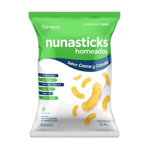 [7750327000155] Nunasticks Sabor Crema y Cebolla 20 gr