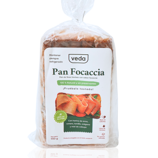 [7757423000324] Veda Pan Focaccia Sin Gluten 550 gr