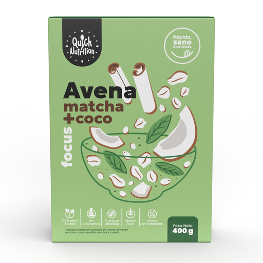 [799192592478] Quick Nutrition Avena Matcha y Coco 400 gr