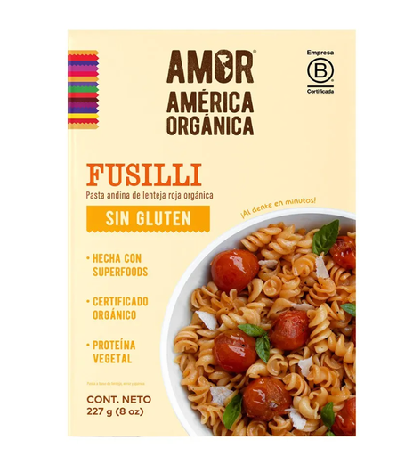 [7758079001291] America Organica Pasta Lentejas Fusilli 227 gr