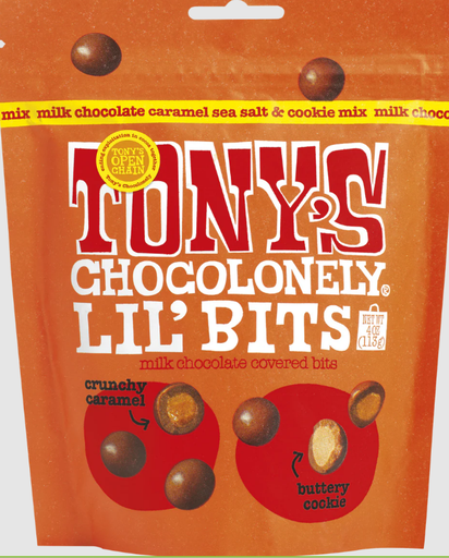 [8711853138360] Tony's Chocolonely Littl' Bits Caramelo & Galleta 113 gr