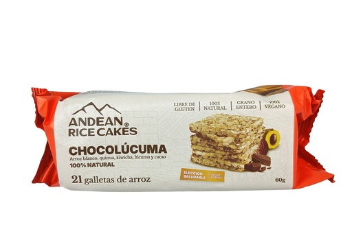 [7750995000914] Andean Ricecakes De Arroz, Quinua Y Kiwicha Chocolucuma 60 gr