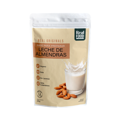 [799192612053] Real Food Leche de almendras 200 gr